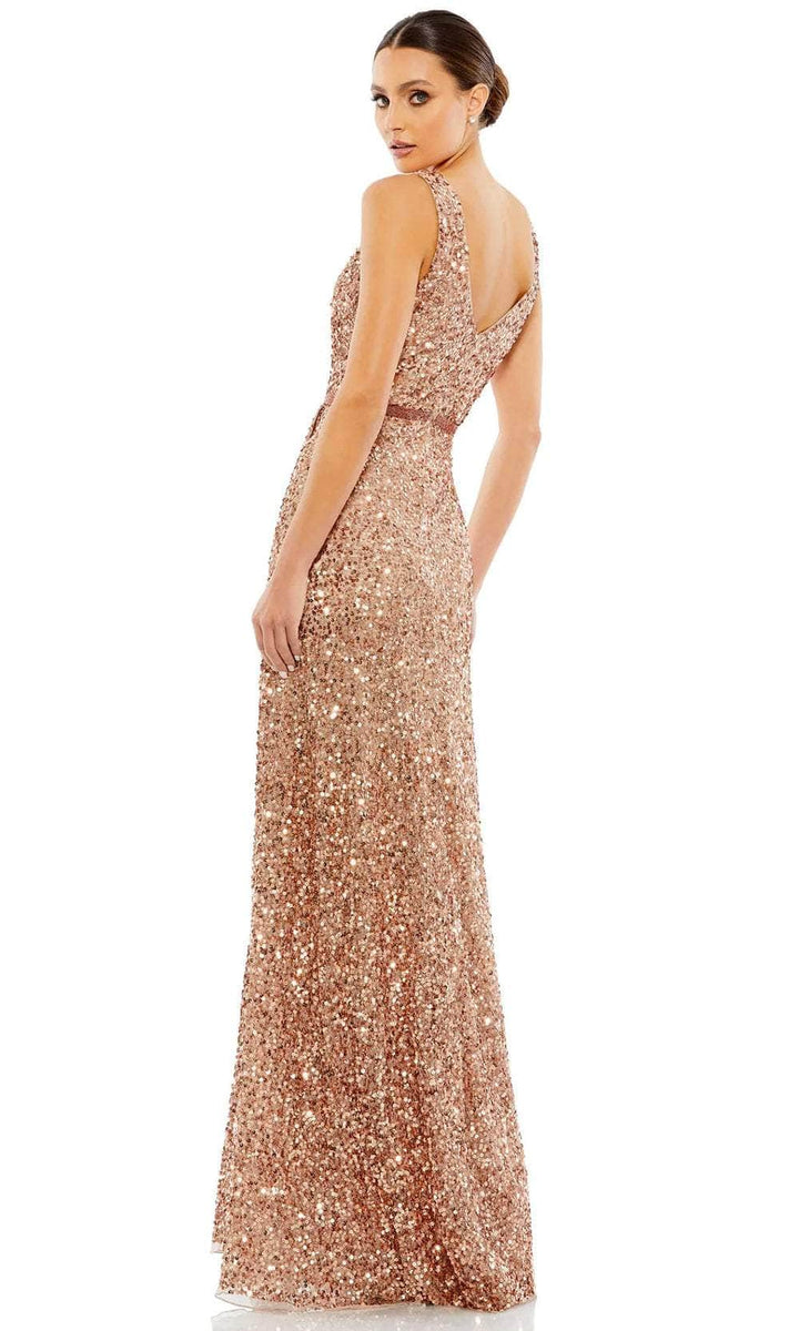 Mac Duggal Copper Sequin Ornate Wrap Evening Dress