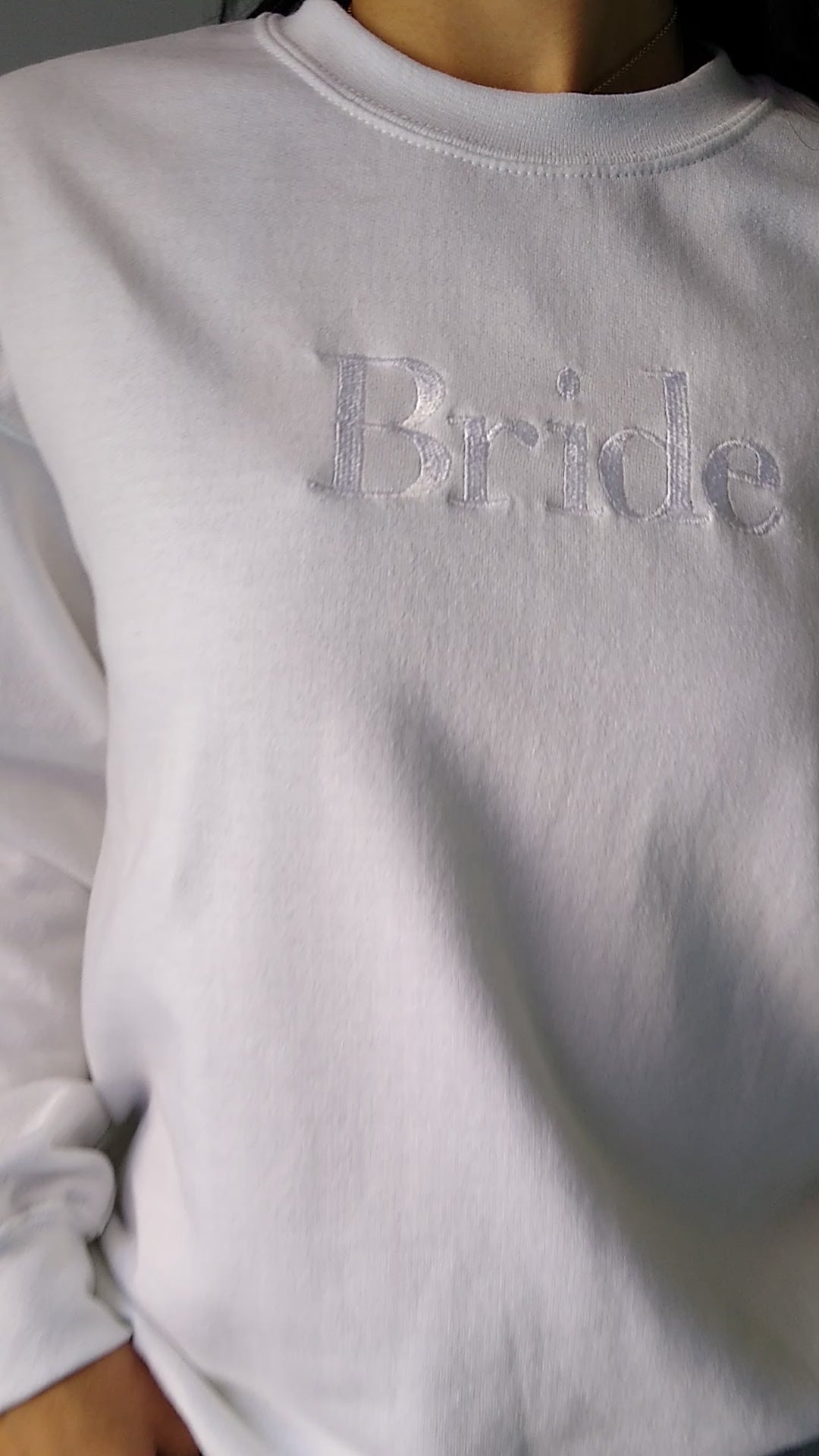 Bride Embroidered White Crew Neck Sweatshirt