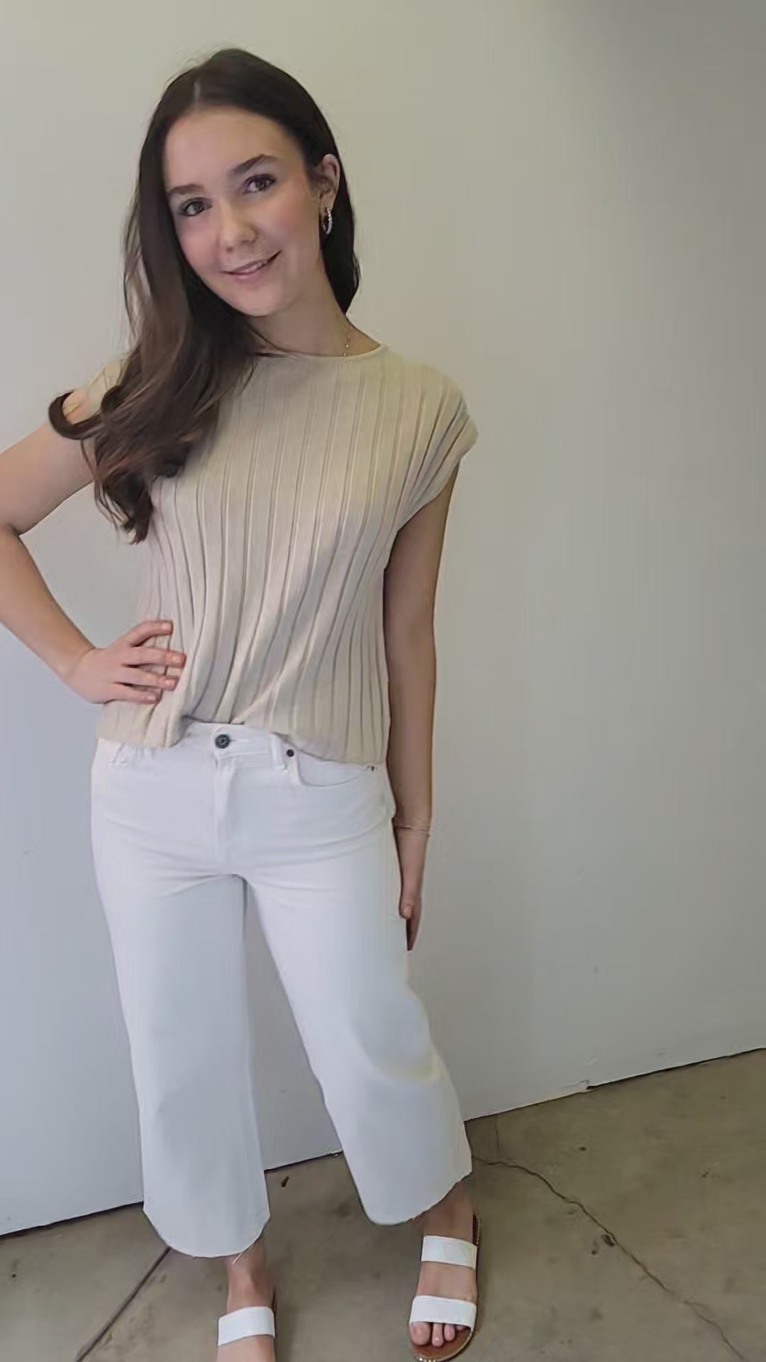 Hidden White Sea Salt High Waist Raw Hem Wide Leg Jeans