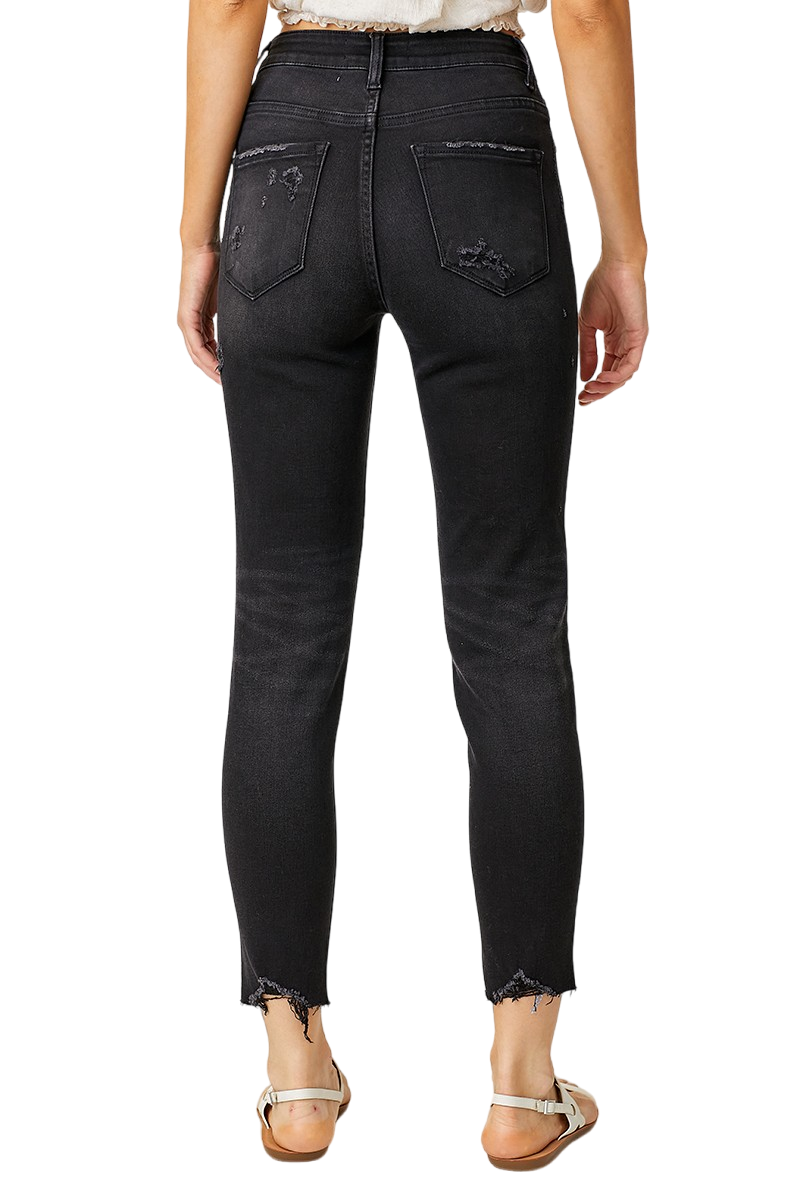 Risen Black Mid-Rise Tapered Jeans
