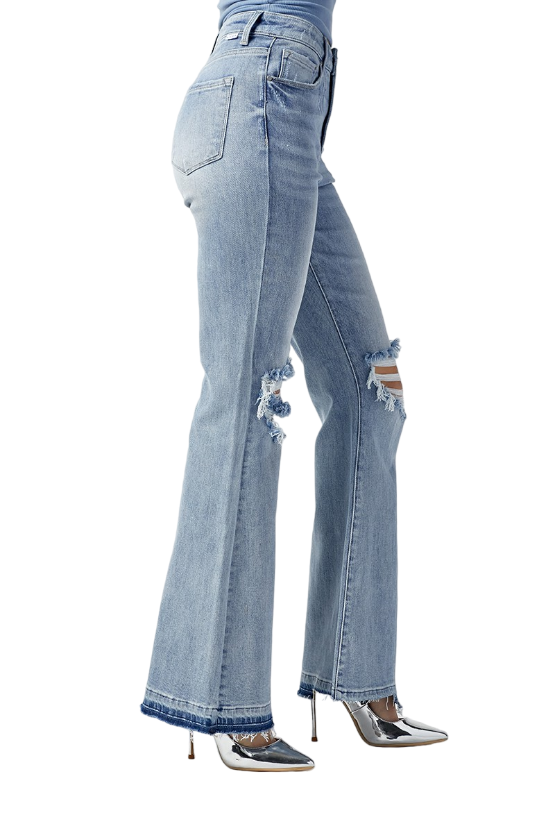 Risen Light High-Rise Wide Flare Jeans