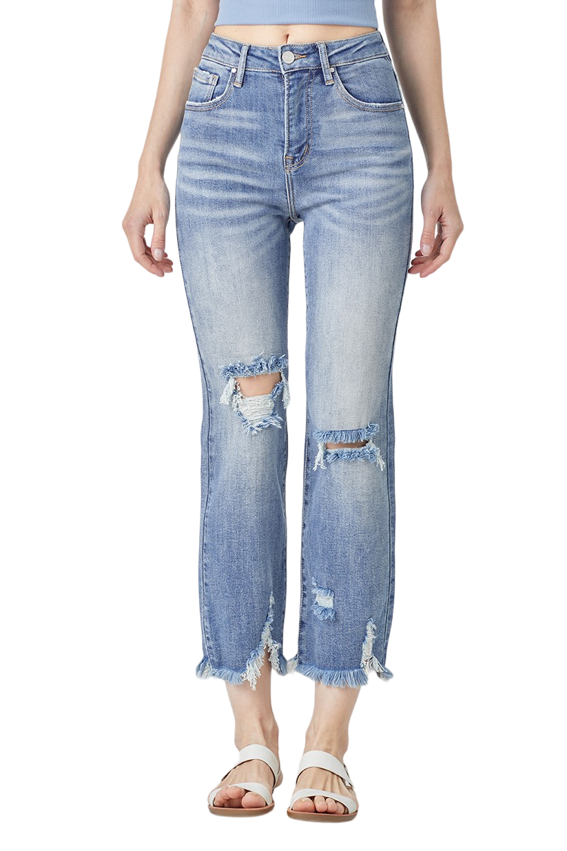 Risen Light High-Rise Straight Jeans