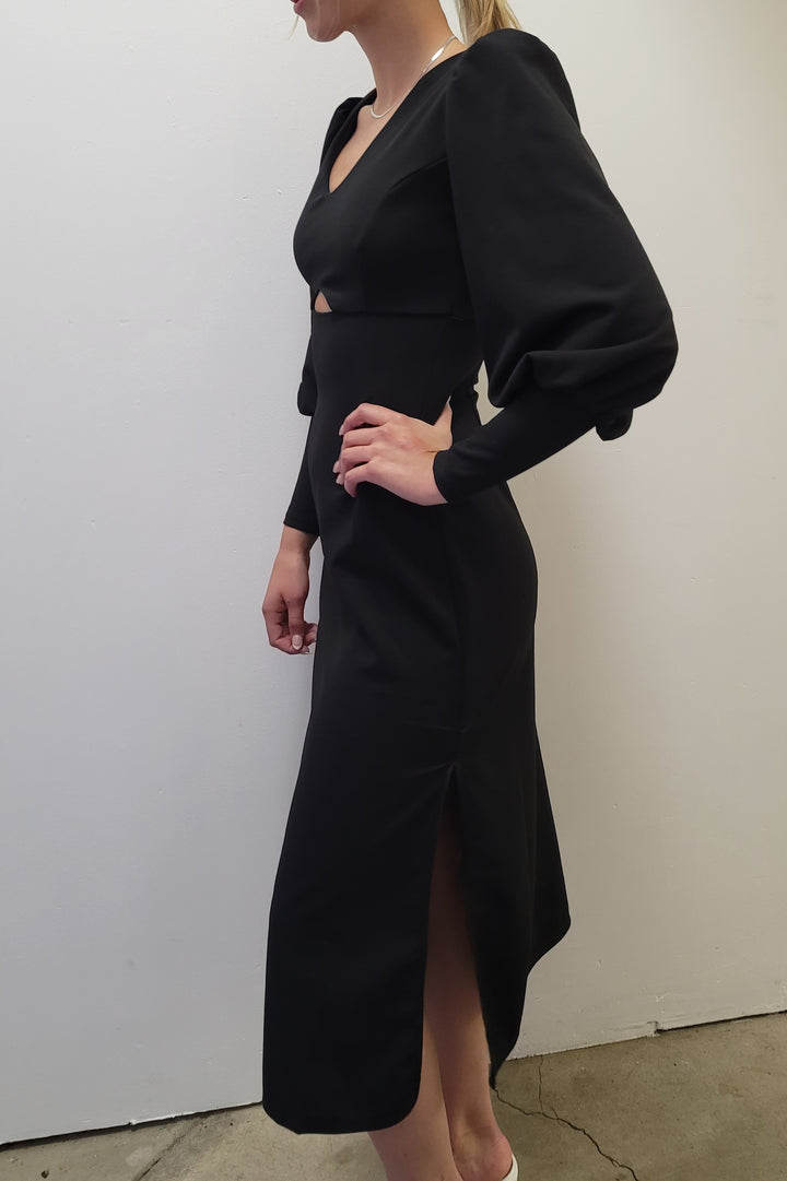 Madeline Black Midi Dress