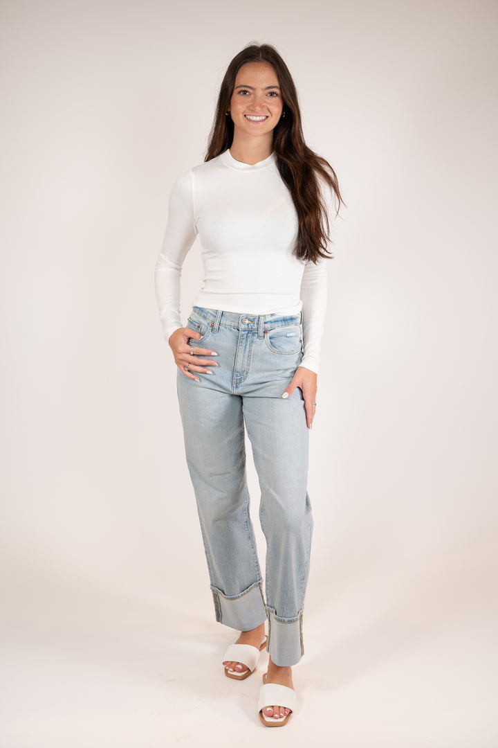 Sadie & Sage White Ronan Crewneck Top