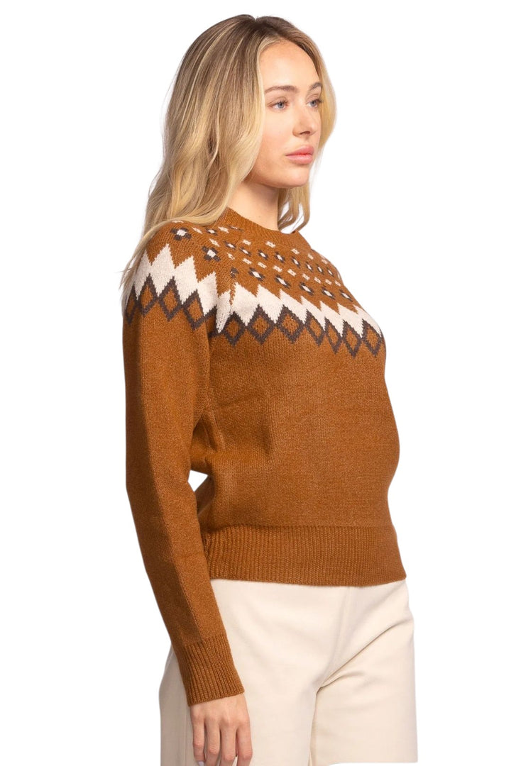 Pink Martini Haverford Brown Fair Isle Sweater