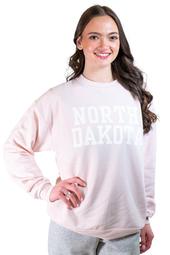 North Dakota Pink Graphic Crewneck Sweatshirt