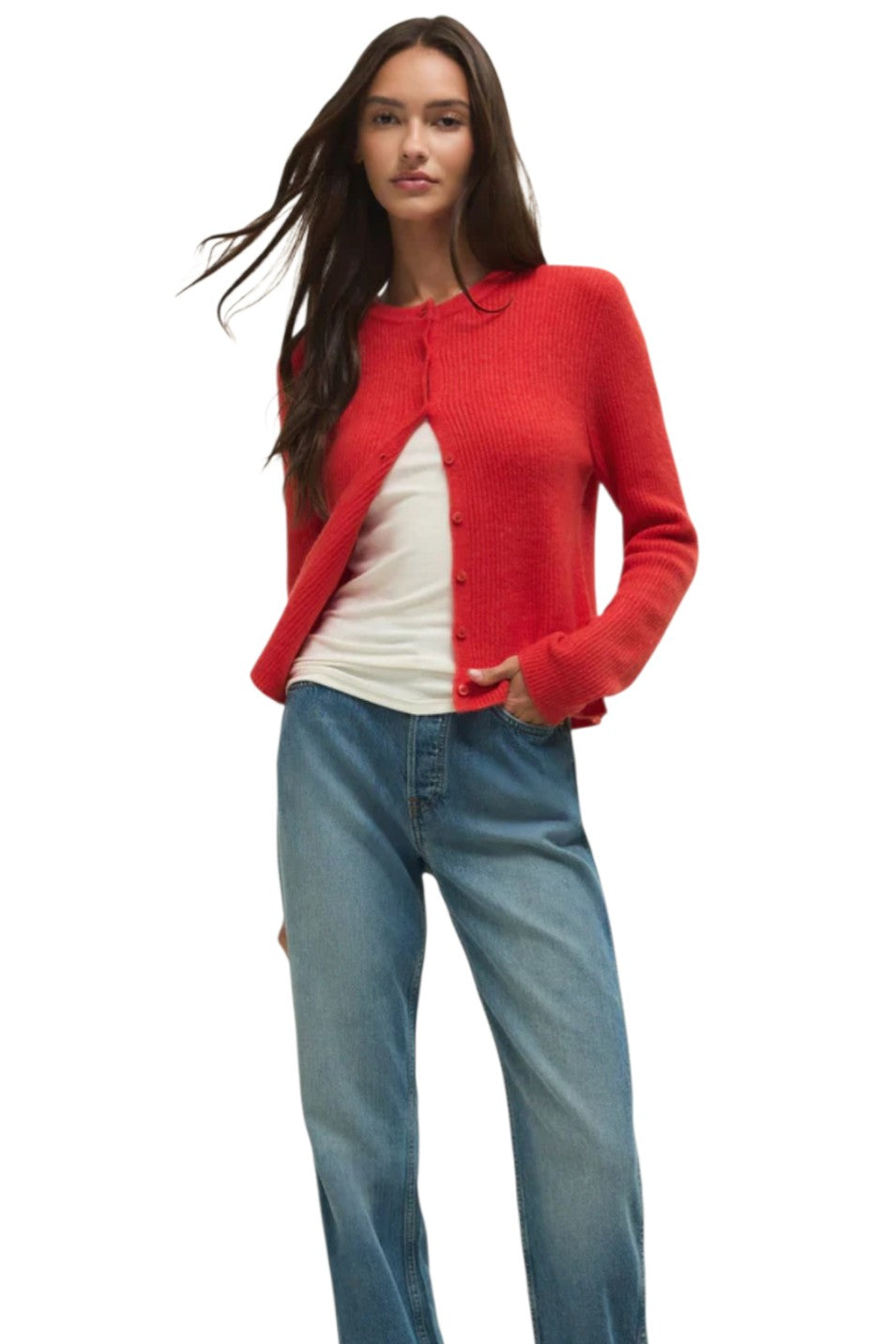 Z Supply Bright Red Medina Cozy Cardigan