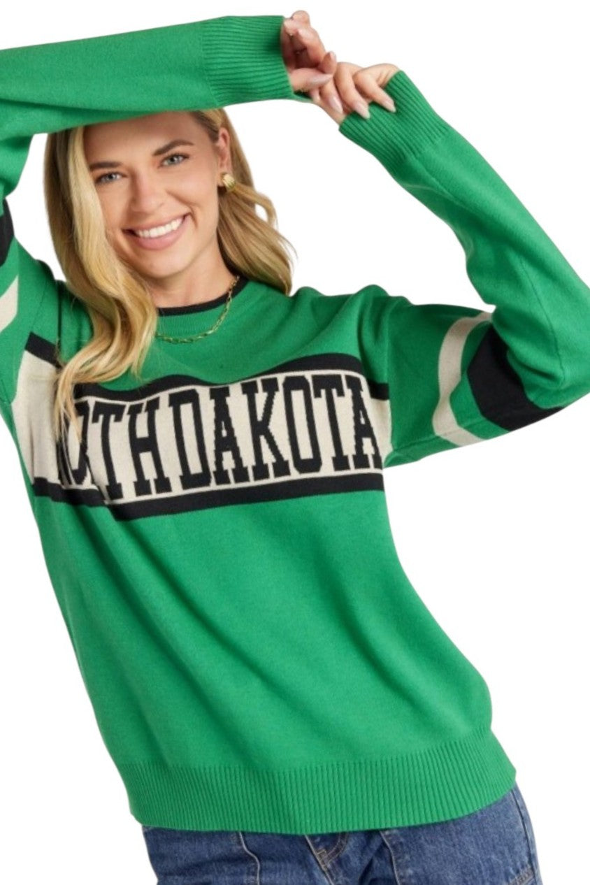 North Dakota Green & Ivory Knit Sweater