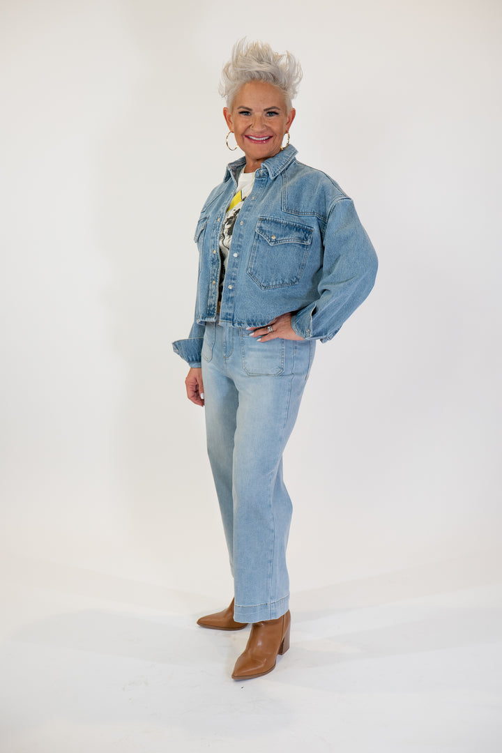 Steve Madden Forever Blue Denim Shirt Jacket