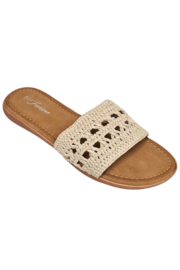 Via Bone Crochet Strap Slide Sandal