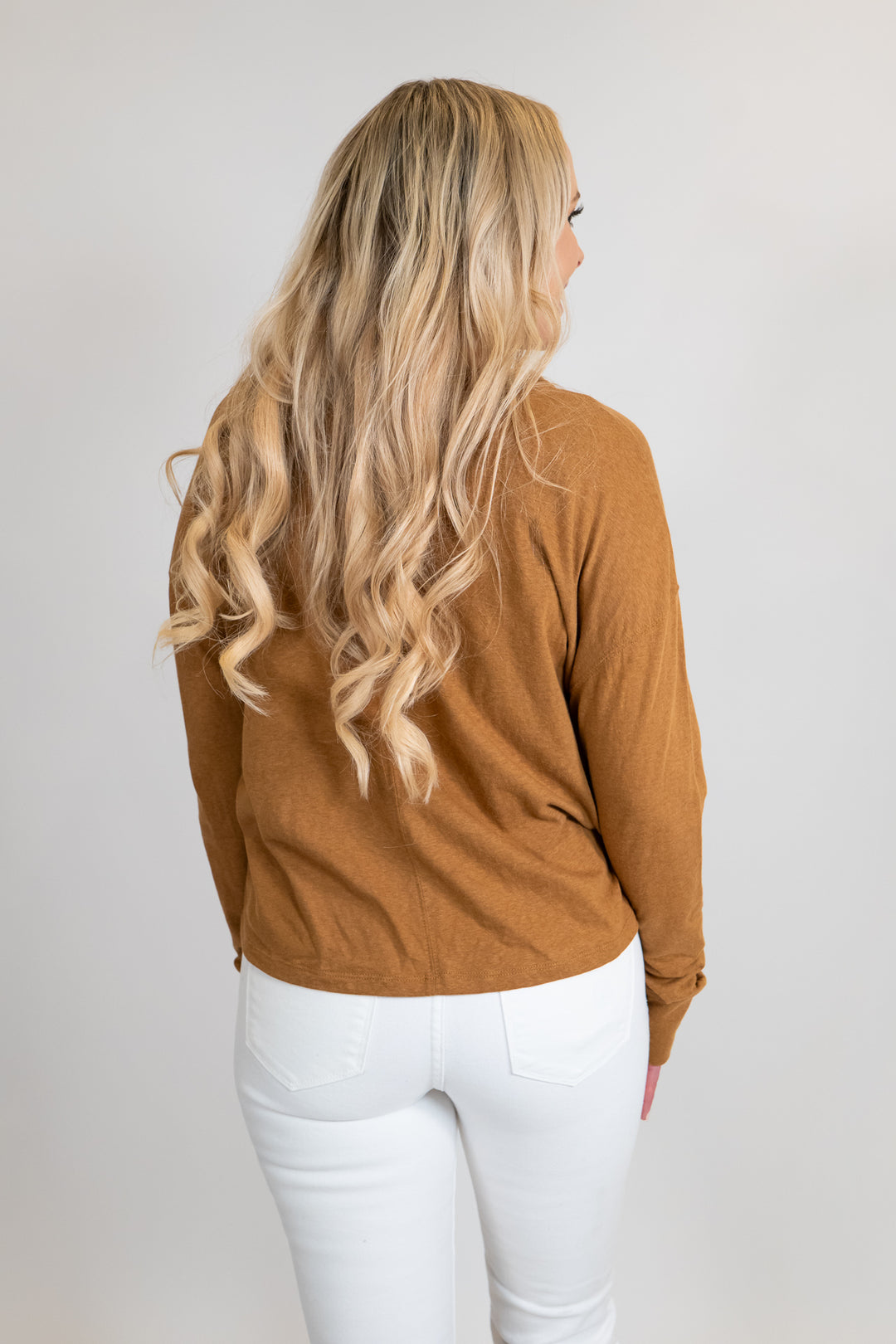 Pale Brown Long Sleeve Crewneck Tee