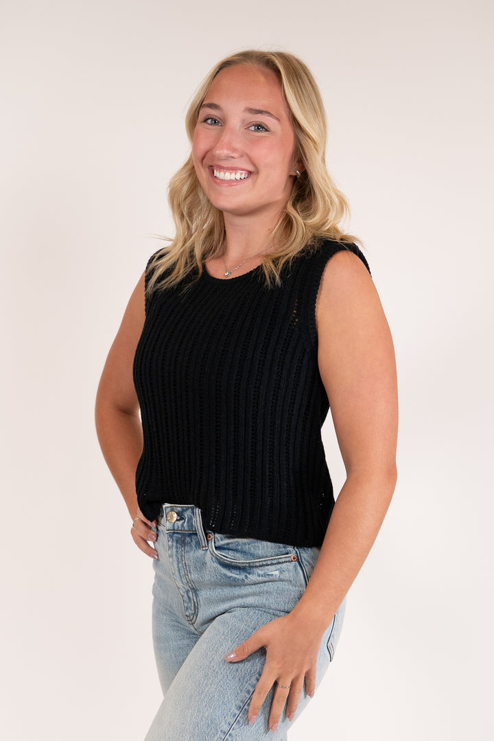 Sadie & Sage Black Seize the Day Sweater Tank Top