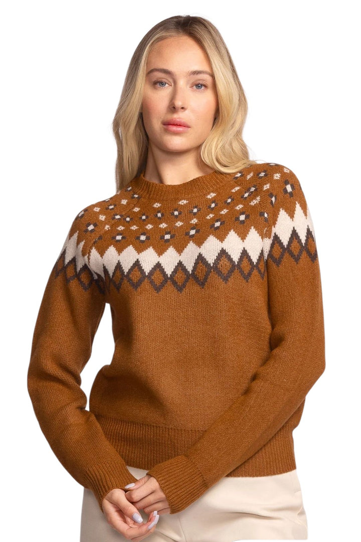 Pink Martini Haverford Brown Fair Isle Sweater