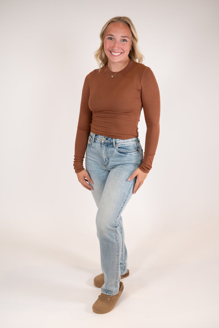 Sadie & Sage Brown Ronan Crewneck Top