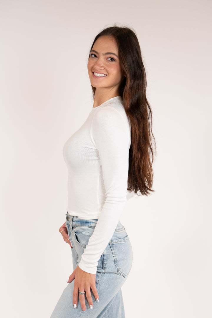 Sadie & Sage White Ronan Crewneck Top