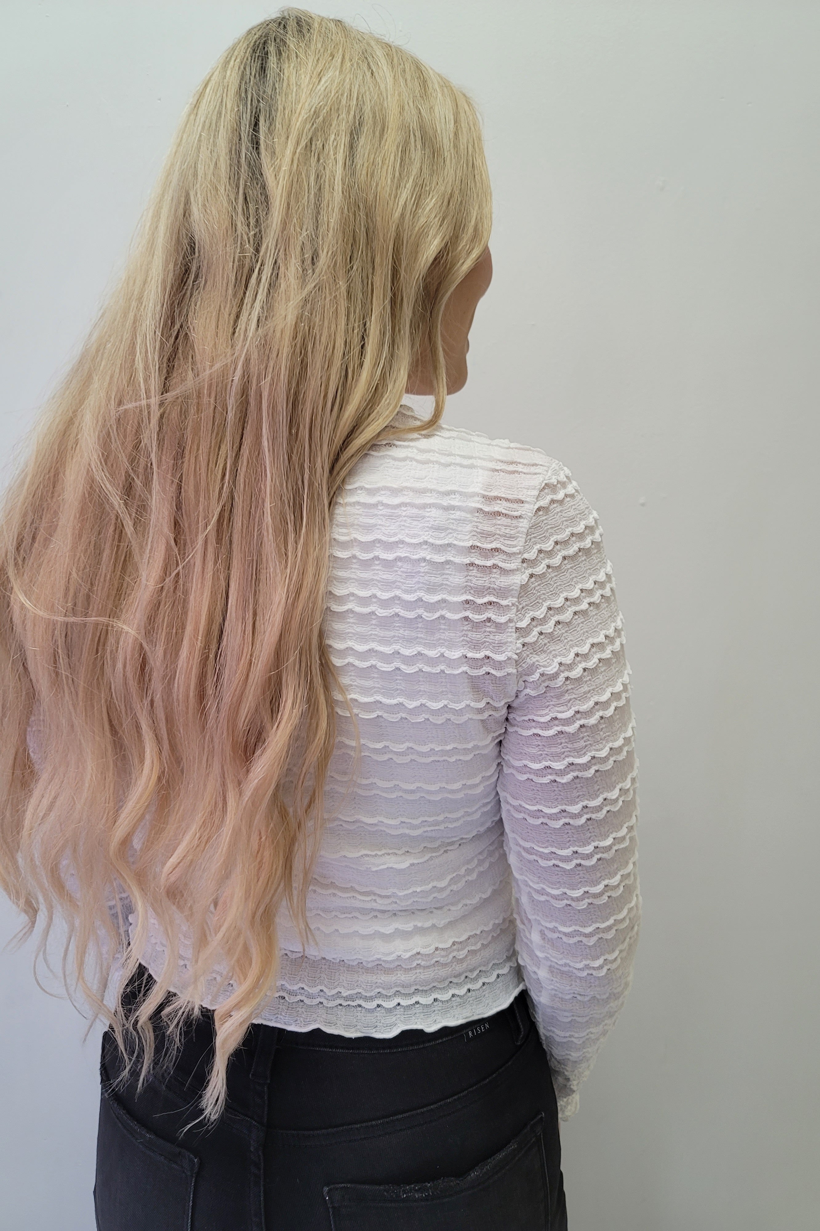 White Knit Jacquard Slim Fit Top – Luscious Boutique