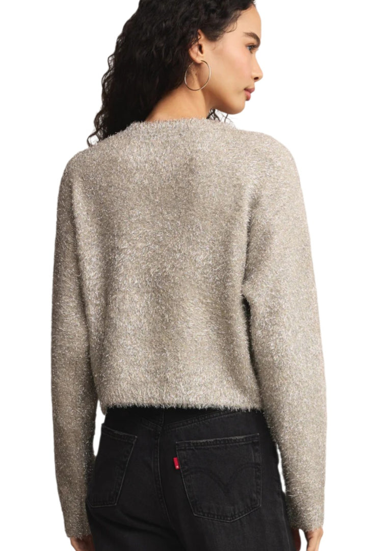 Z Supply Shine Bright Silver Metallic Boyfriend Sweater