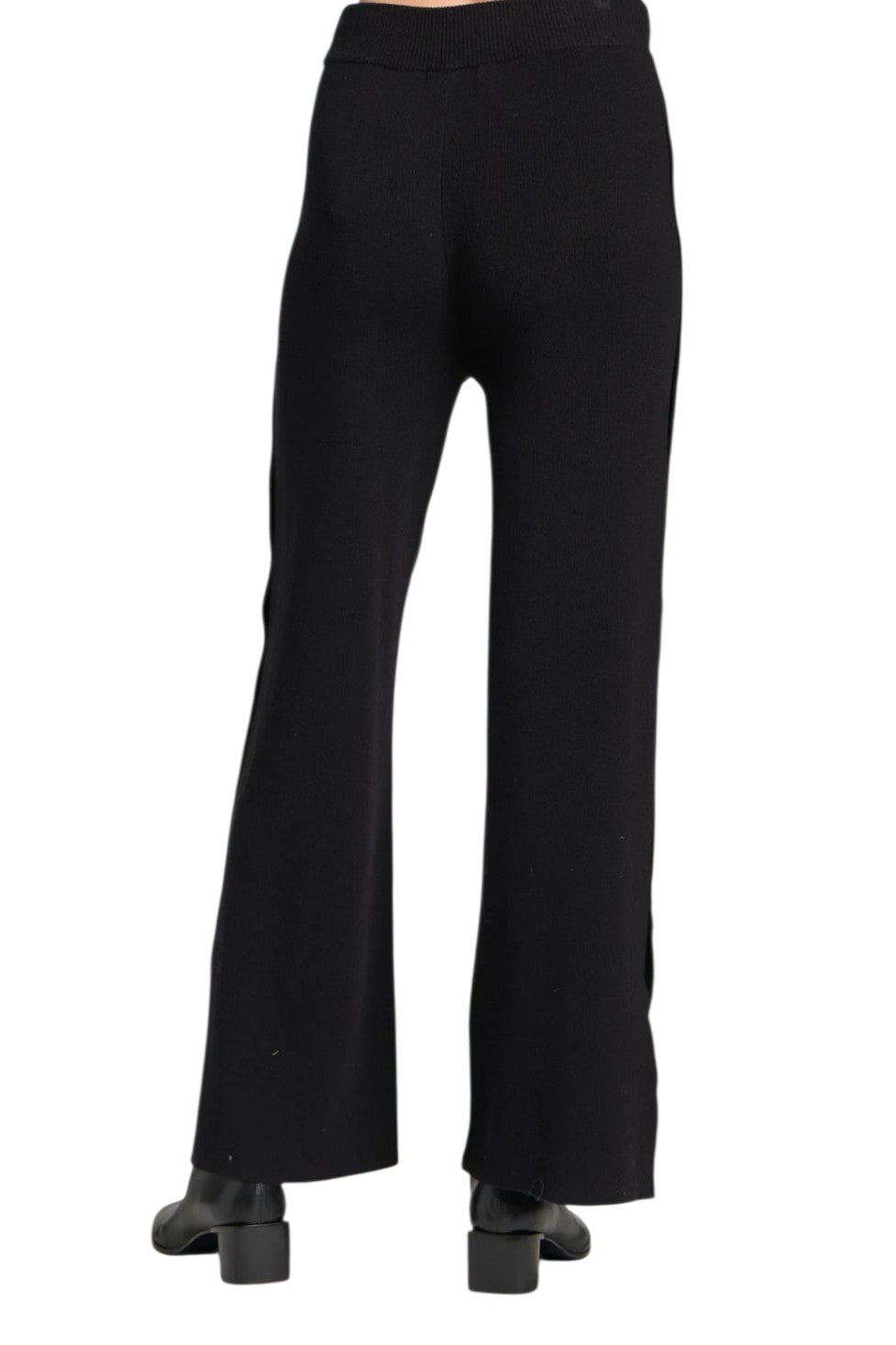 APNY Black Knit Luxe Pull On Spli t Hem Pants