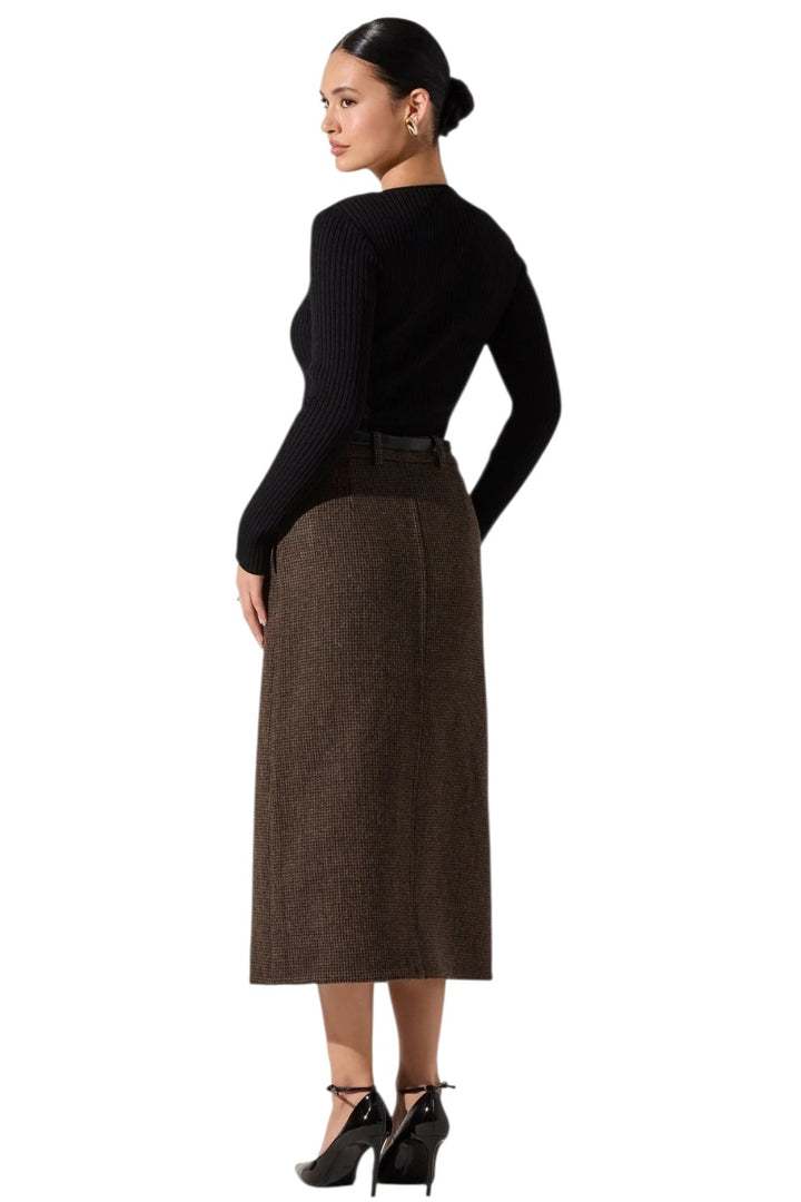 Astr Lynley Black Ribbed Keyhole Sweater