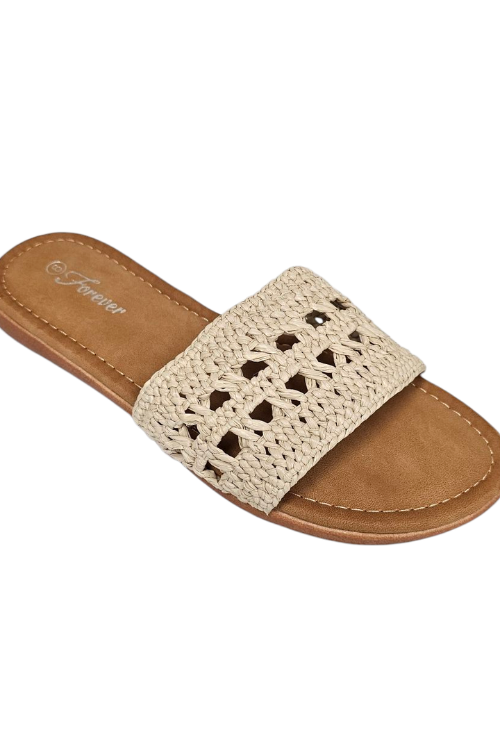 Via Bone Crochet Strap Slide Sandal