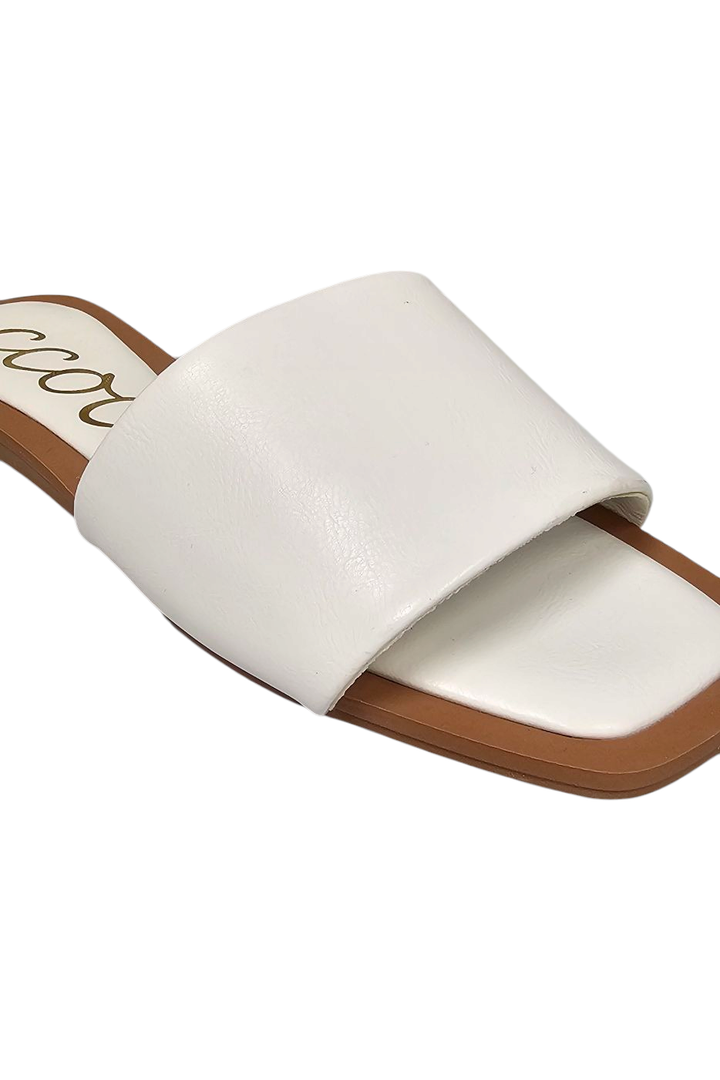 Kelly White Bold Strap Slide Sandal