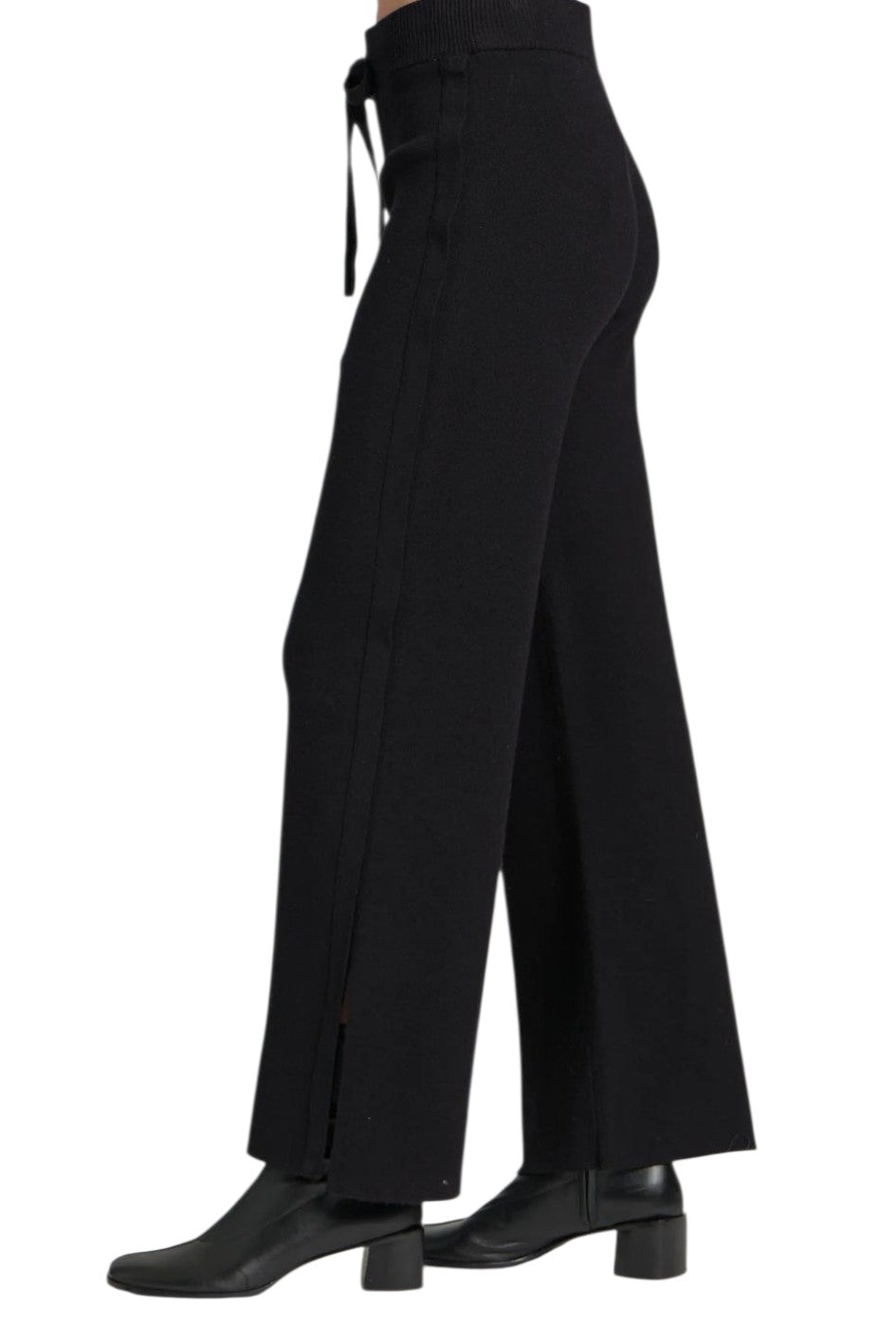 APNY Black Knit Luxe Pull On Spli t Hem Pants