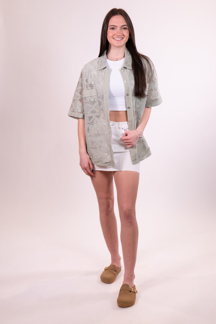 White Raw Edge Jean Mini Skirt