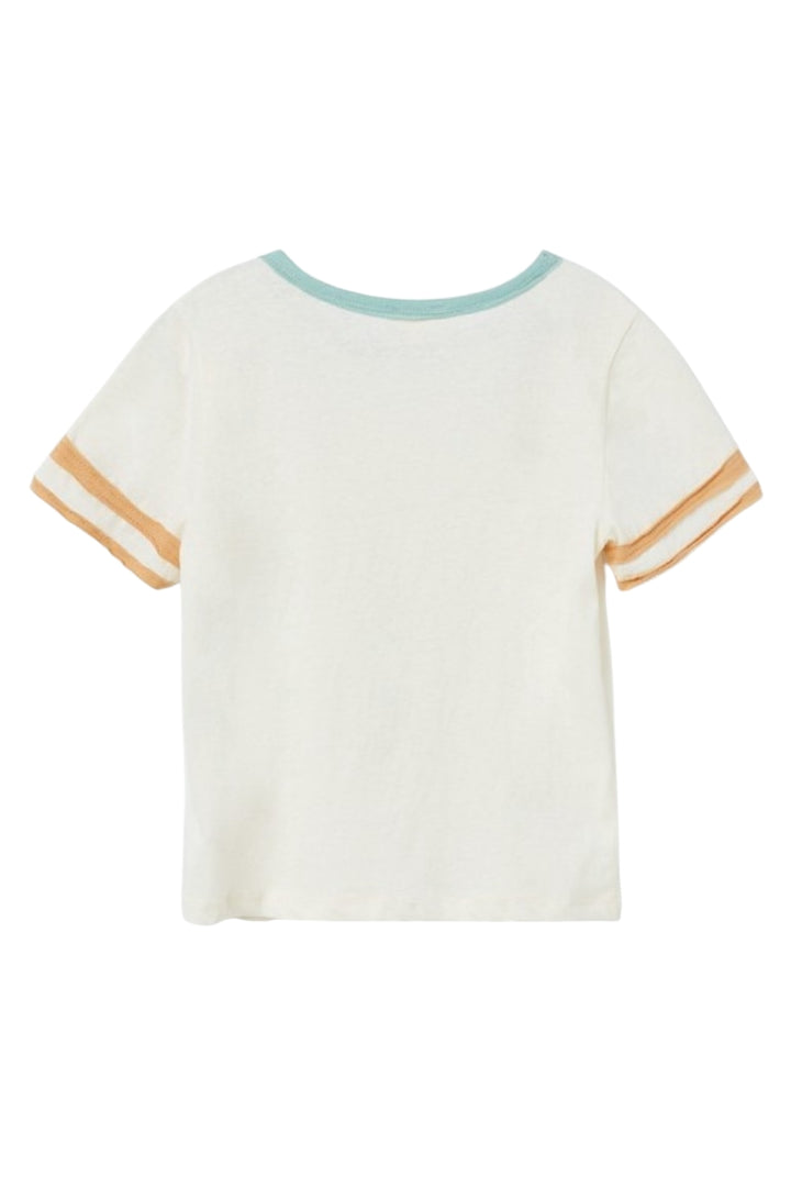 Girls Blue Contrast Band Knit Tee