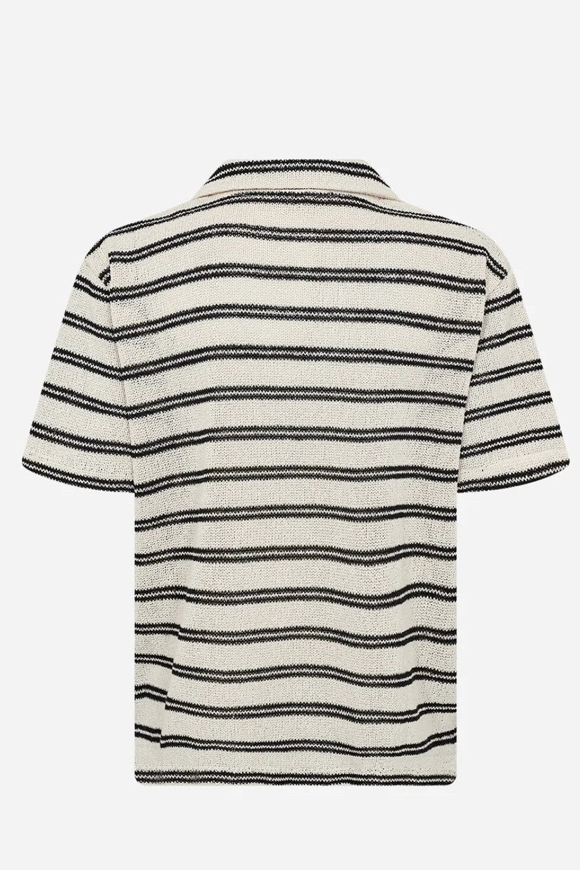 Soyaconcept Black & White Stripe Frey Polo Knit Top