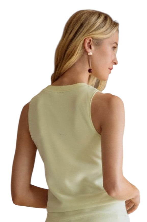 Lemon Cream Yellow Soft Modal Active Tank Top