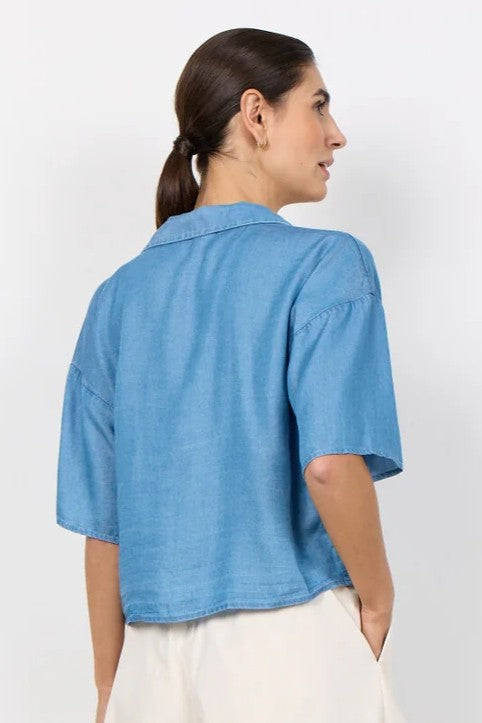 Soyaconcept Liv Medium Blue Button Tie Top