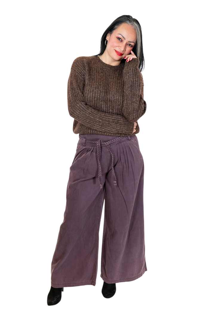 One Collective Winetasting Huron Rope Belted Wide Leg Trouser