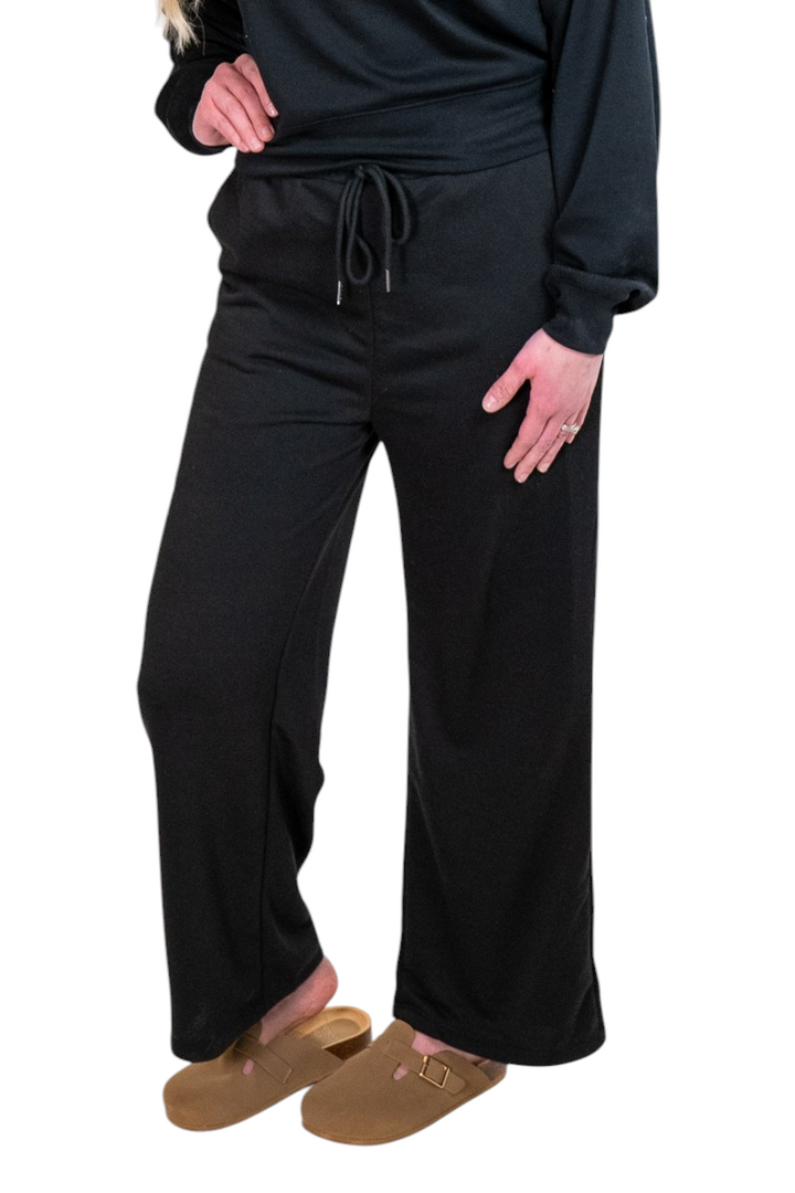 Black Drawstring Straight Jogger Pants