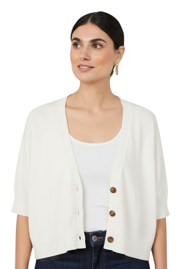 Soyaconcept Off White V Neck Dollie Knit Cardigan