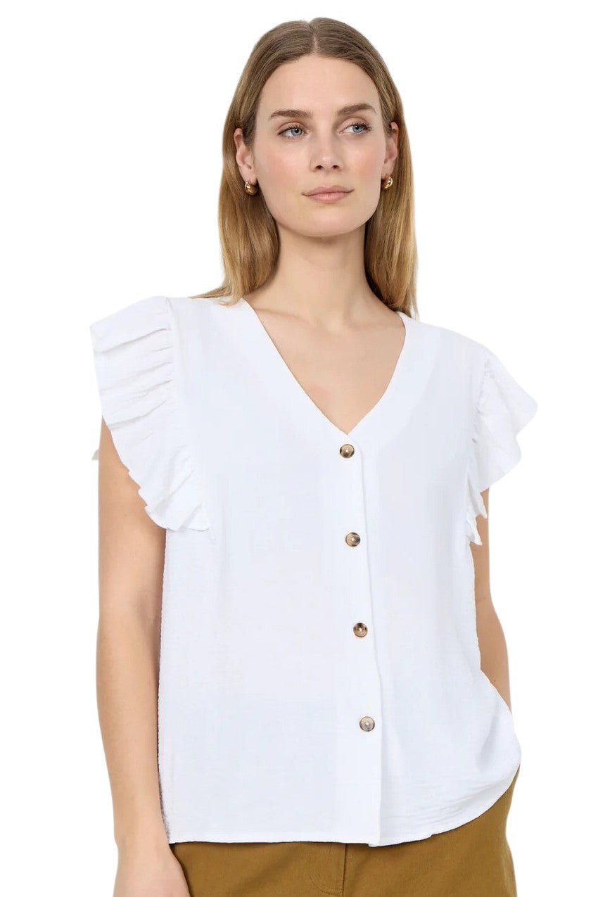 Soyaconcept White Cath Front Button Down Blouse