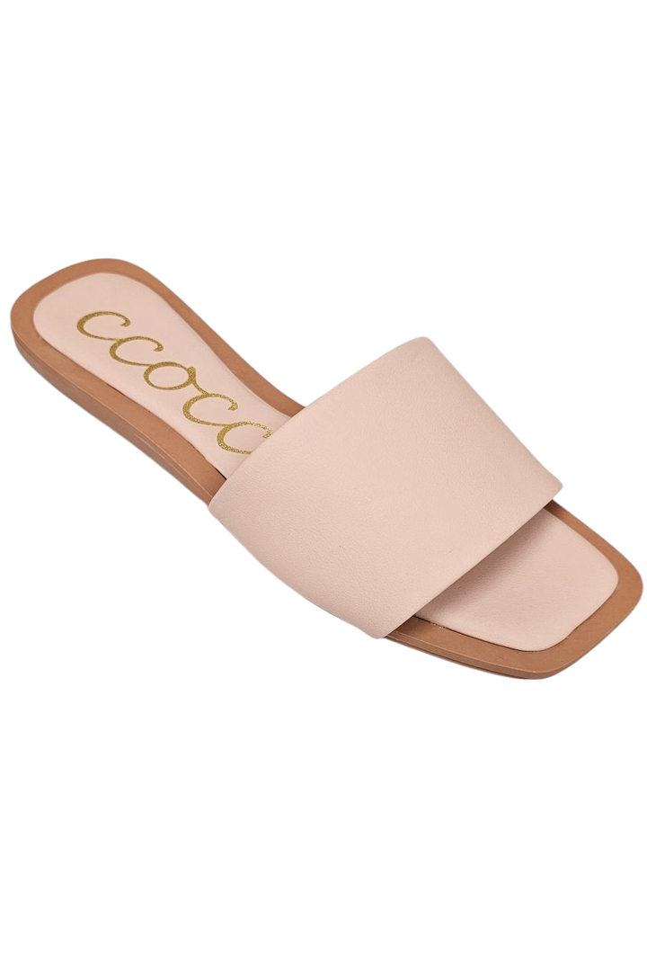 Kelly Powder Pink Bold Strap Slide Sandal