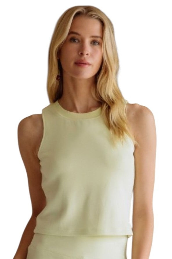 Lemon Cream Yellow Soft Modal Active Tank Top