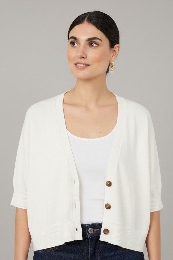 Soyaconcept Off White V Neck Dollie Knit Cardigan