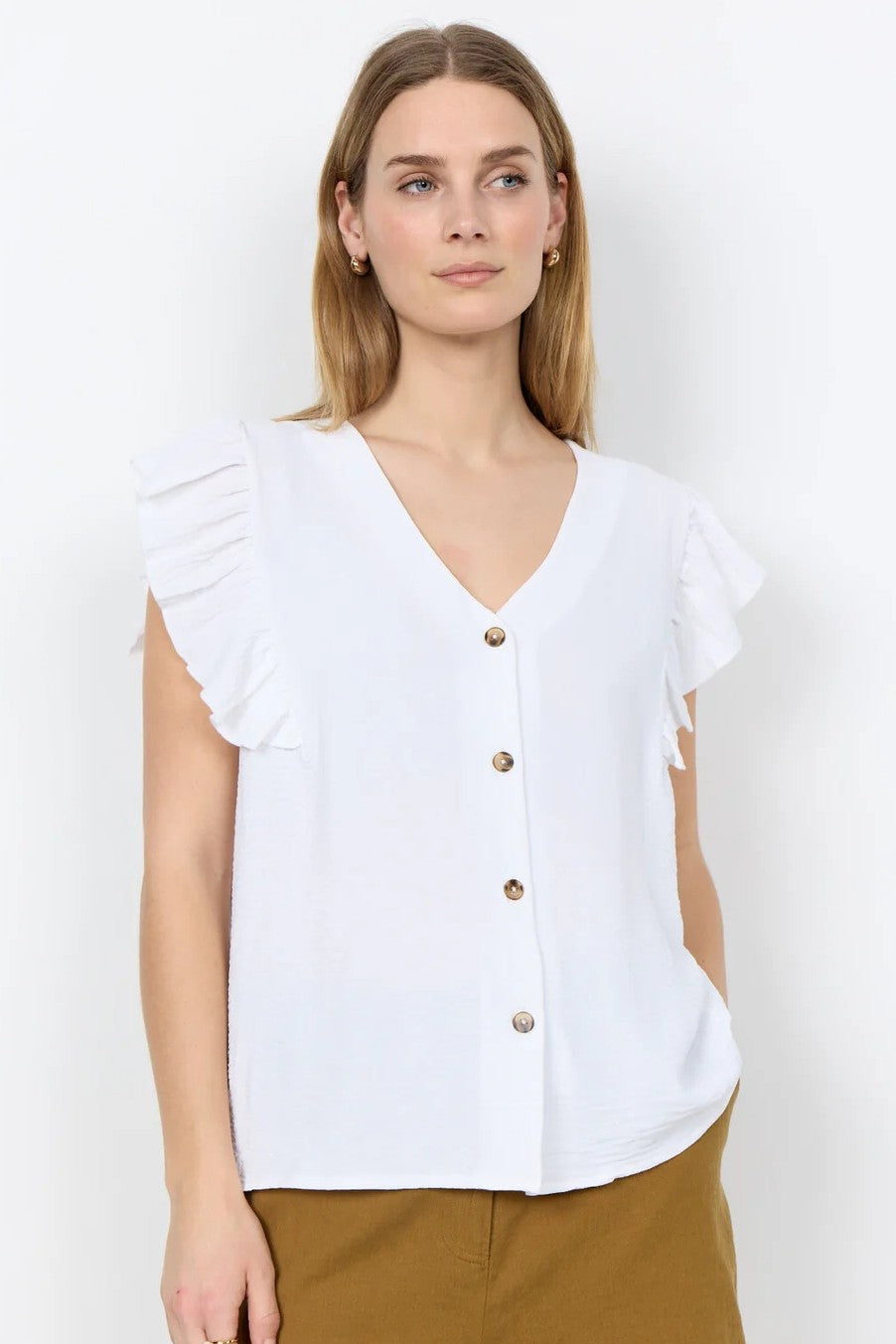 Soyaconcept White Cath Front Button Down Blouse