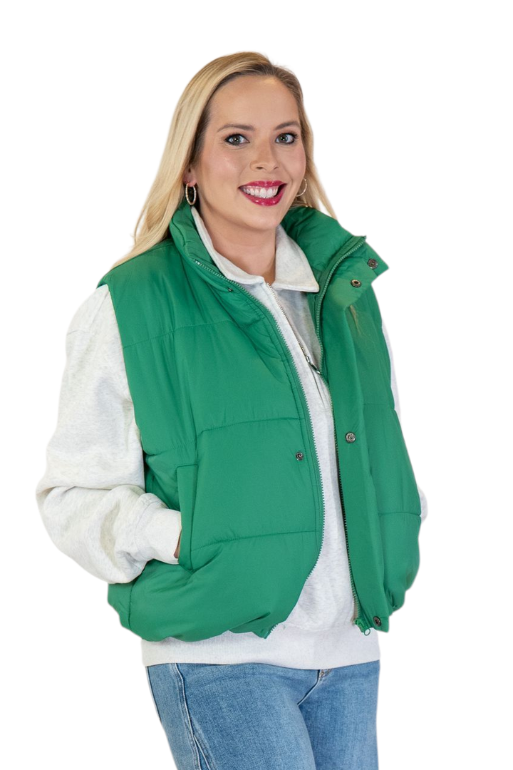 Kelly Green Puffer Vest