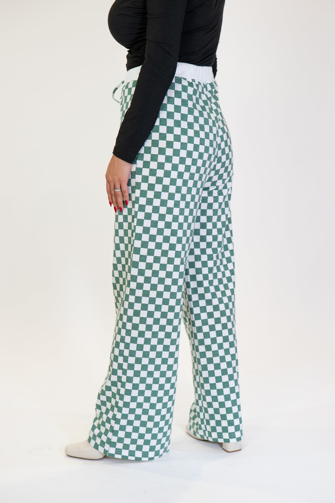 Kelly Green Checker Baggy Wide Leg Boxer Pants