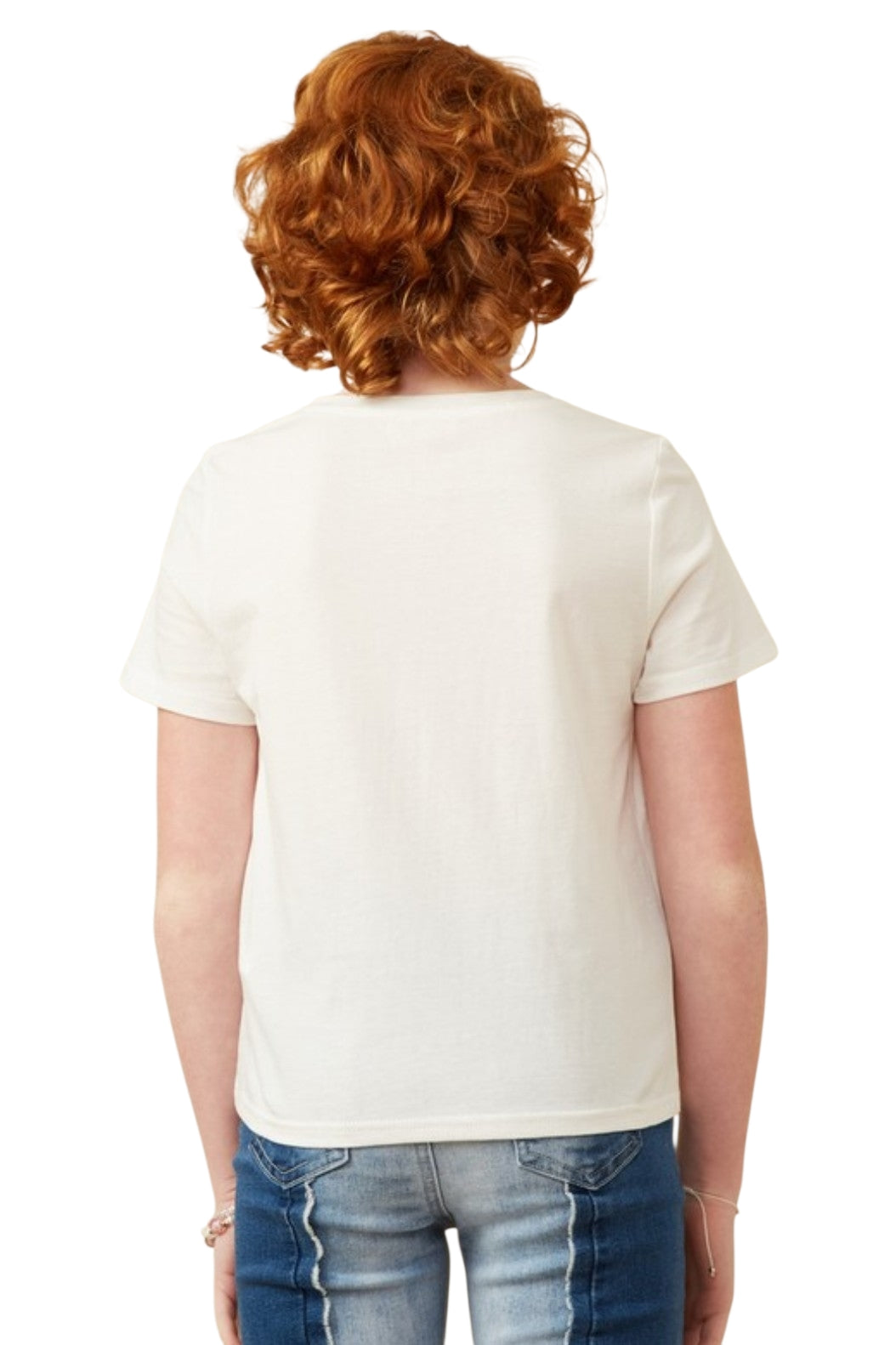 Girls White Sunshine Flocked Tee