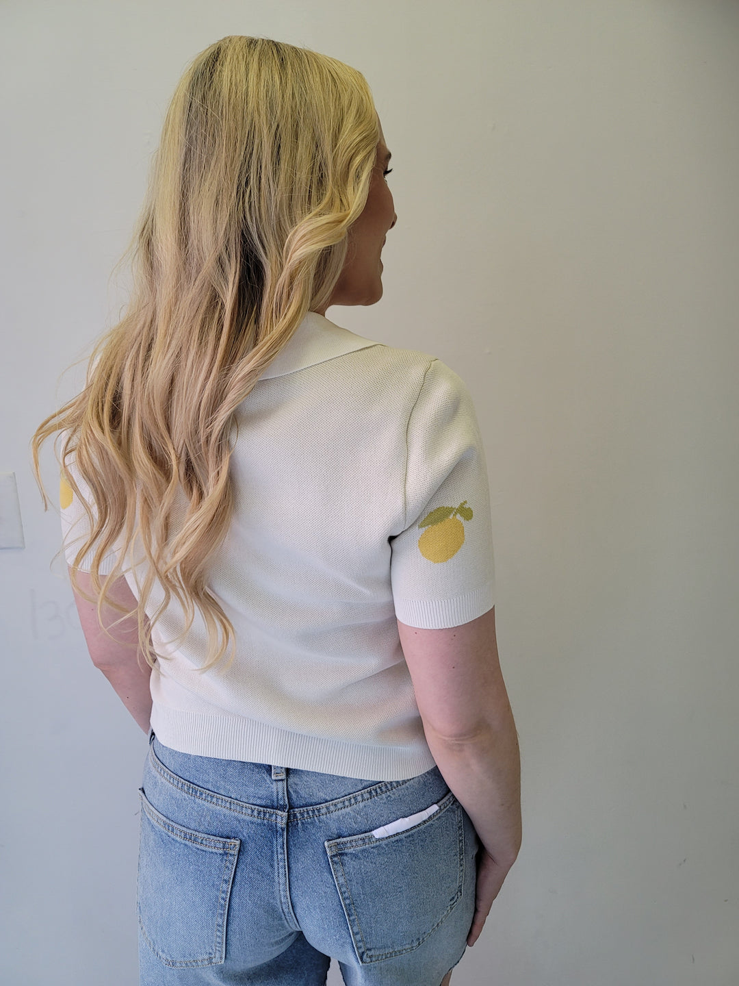 Sadie & Sage Citron Lemons Knit Polo Shirt