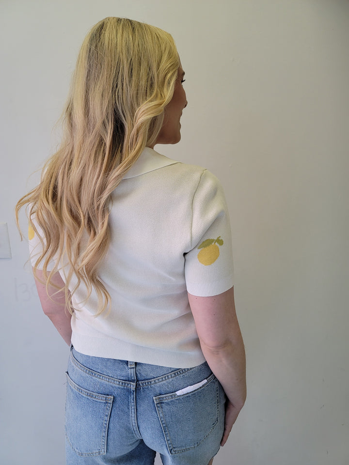 Sadie & Sage Citron Lemons Knit Polo Shirt