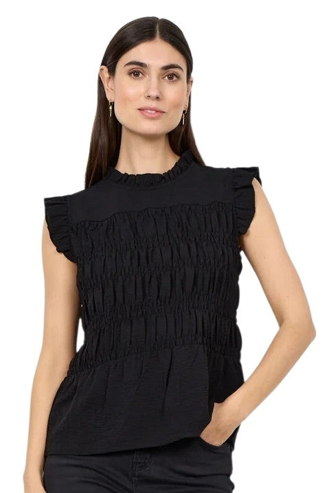 Soyaconcept Black Cath Tiered Ruffle Top
