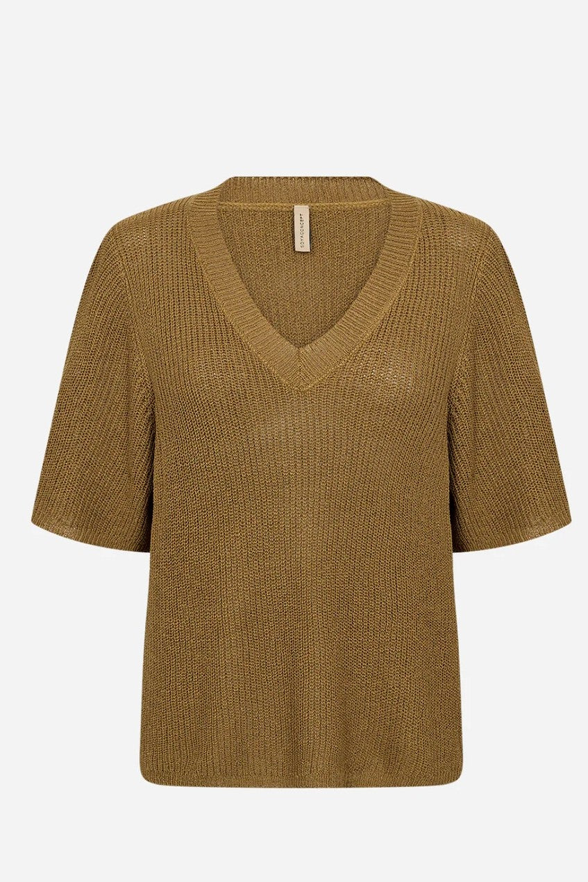 Soyaconcept Butternut Felizia V Neck Short Sleeve Knit Top