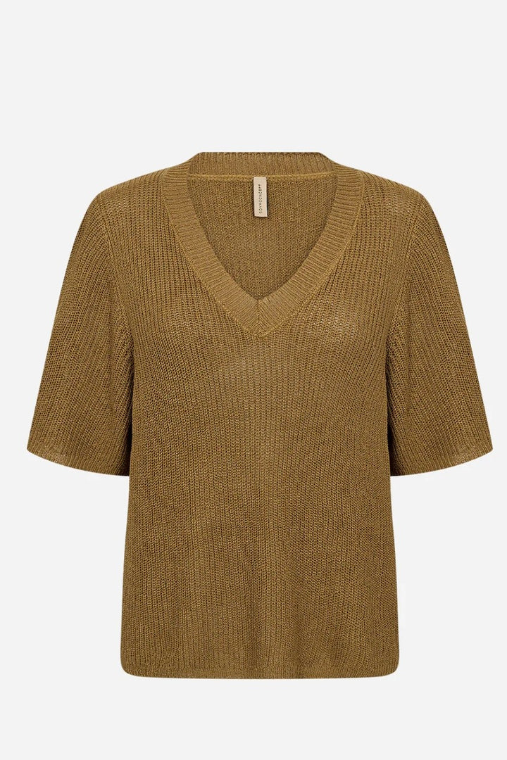 Soyaconcept Butternut Felizia V Neck Short Sleeve Knit Top