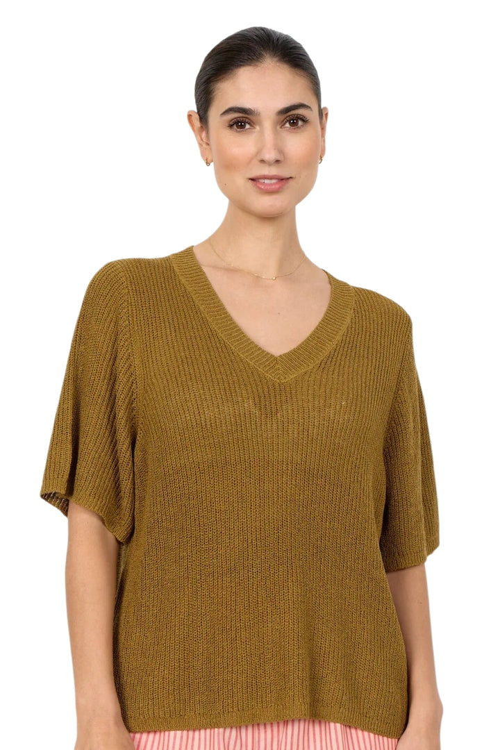 Soyaconcept Butternut Felizia V Neck Short Sleeve Knit Top