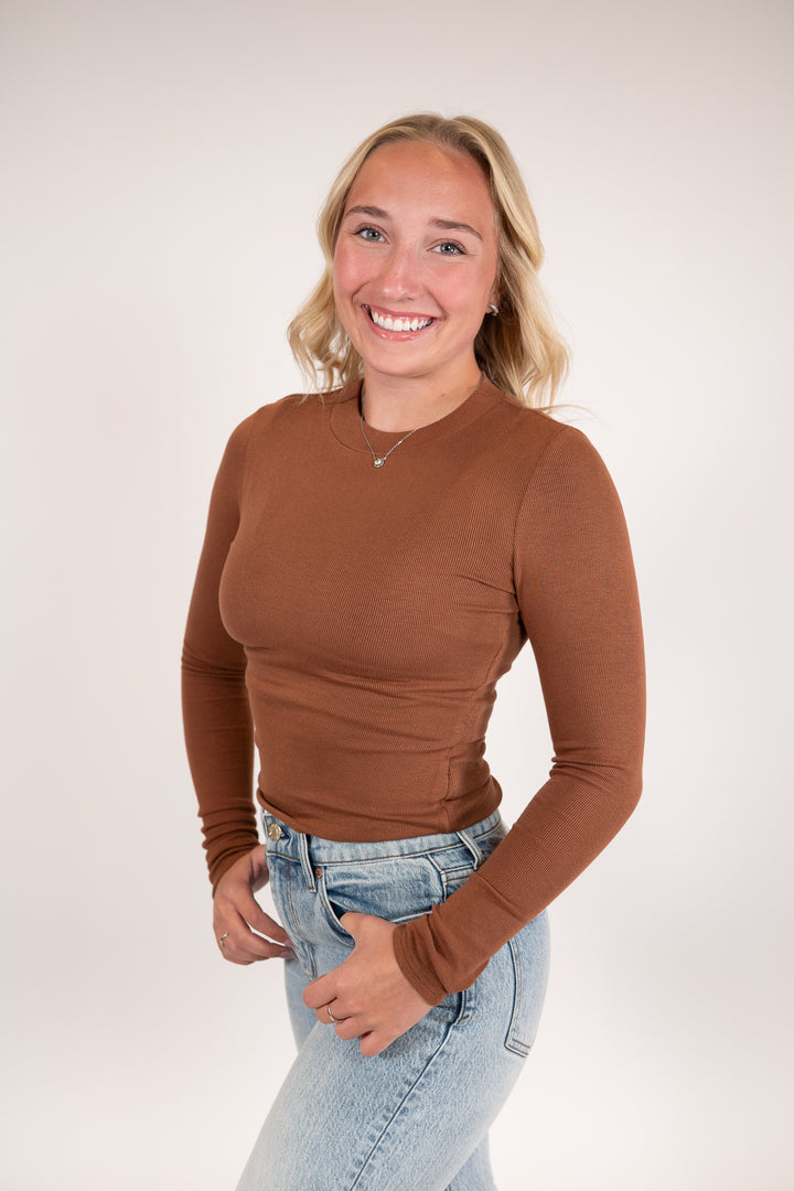 Sadie & Sage Brown Ronan Crewneck Top