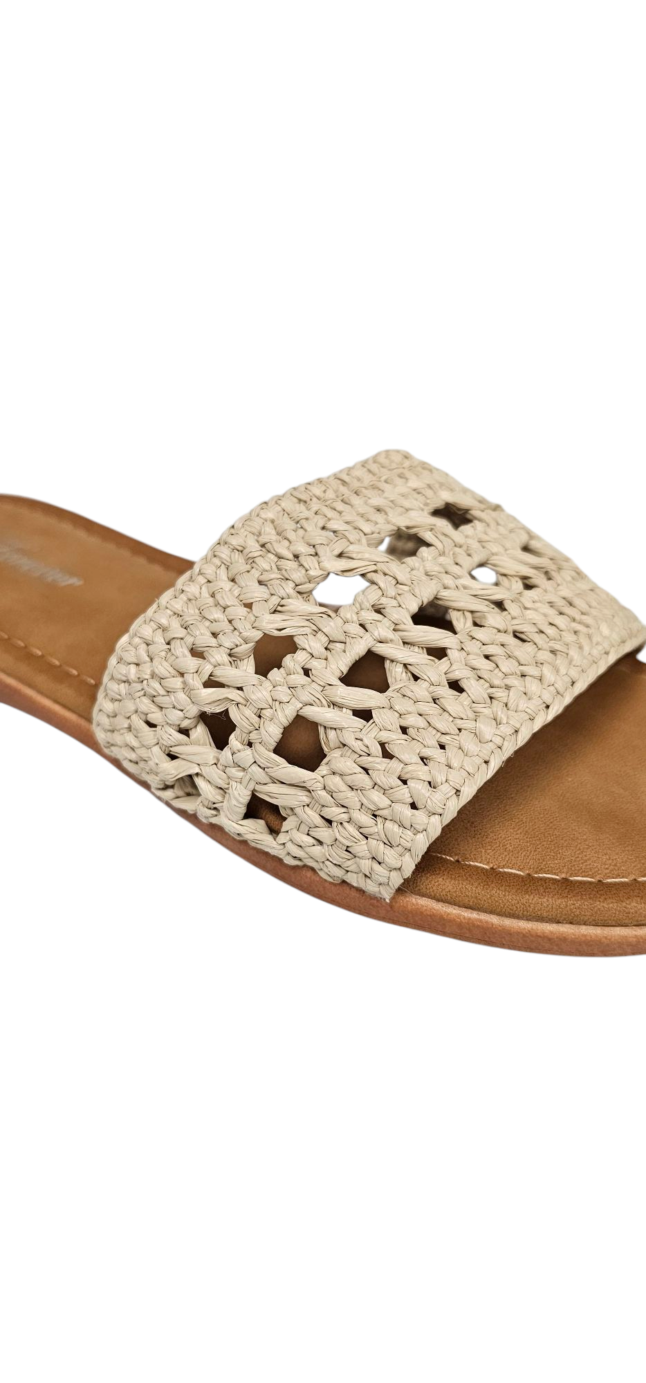 Via Bone Crochet Strap Slide Sandal